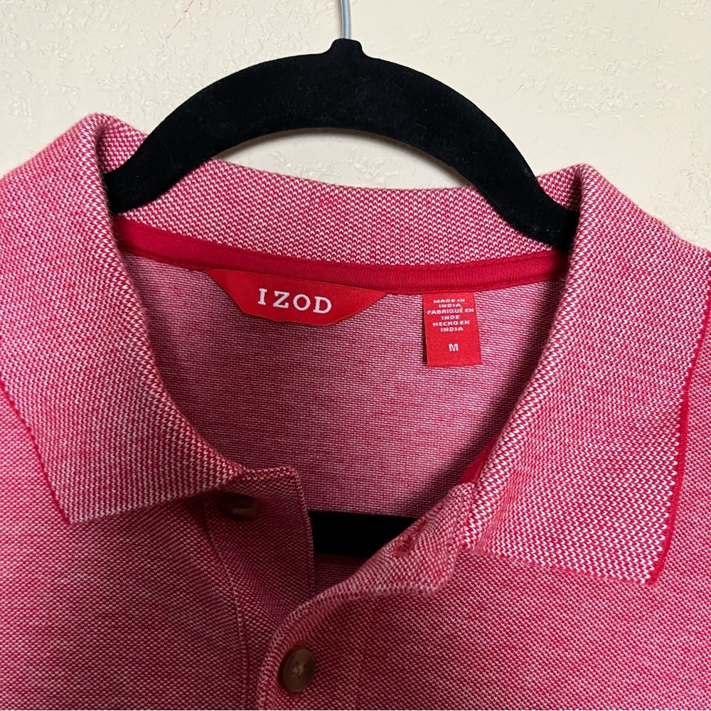 Izod men short sleeve polo‎ red white shirt size M - Picture 7 of 14